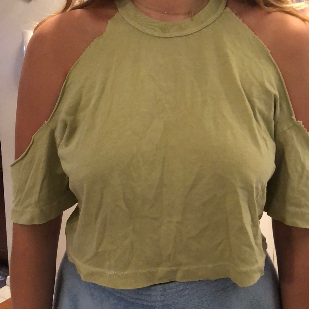 urban outfitters green cut out crop top